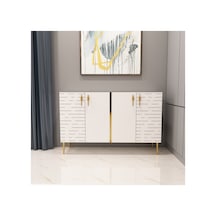 Salkım 120 Cm Konsol, Tv Ünitesi, Çok Amaçlı Dolap Beyaz-altın Beyaz-altın