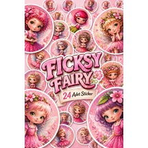 Sevimli Pembe Peri Sticker Seti - 24 Adet Yuvarlak Etiket Çıkartma Diğer