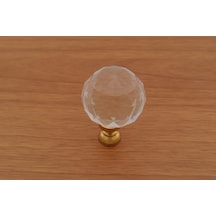 Azimkarhirdavat Kristal Taşlı Düğme Kulp Tek Delikli Tabanı Sarı (30 Mm)
