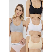 Rossa Collection Pedli Kalın Askılı Yarım Kadın Atlet 4 Farklı Renkli 4'lü Paket Renkli