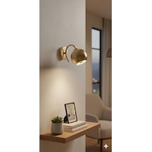 Küre Duvar Led Aplik Mat Gold Eskitme Kaplama Gu10 Os Ram Tasarru Siyah