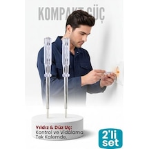 2'li Set Elektrik Kontrol Kalemi Tornavida Yıldız Düz Uçlu