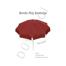 Bordo Plaj Şemsiyesi 200 Cm Çap /10 Telli, Polyester Kumaş Bordo