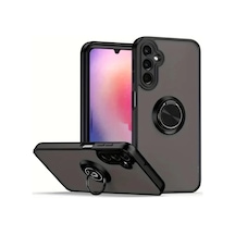 Samsung Uyumlu Galaxy A36 Uyumlu Kılıf Montreal Yüzüklü Silikon Kapak - Siyah