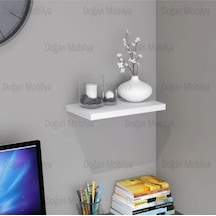 Duvar Rafı Parlak Beyaz Uçan Raf Mdf Gizli Bağlantılı