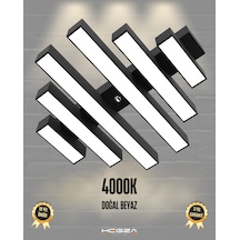 Parrilla Siyah Kasa, Doğal Beyaz Işık Modern Plafonyer Led Avize Siyah