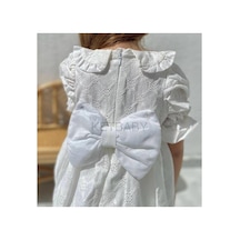 Ketbaby Kız Çocuk Full Fisto Fiyonk Detaylı Bebe Yaka Elbise Beyaz Beyaz