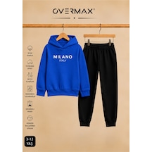 Overmax Milano Baskılı Kapüşonlu Çocuk Eşofman Takımı 3-12 Yaş Saks Mavi Üst-siyah Alt - 918904440 Saks Mavi Üst-siyah Alt