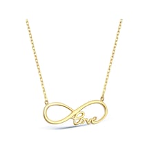 Kuyumcudukkani Lowe Yazılı Sonsuzluk Kolye-20210-g Sarı