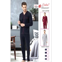 Erdem Erkek Boydan Düğmeli Pijama Takımı Dfn1008 Lacivert