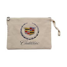 Cadillac Logo Krem Clutch Astarlı Cüzdan / El Çantası Krem