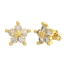 Roza Silver Zirkon Taşlı Gold Manolya Çiçeği Çivili Gümüş Küpe Re10192