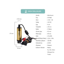 Kızılırmak 12 Volt Alüminyum Dalgıç Tipi Sıvı Aktarma Pompası Fi