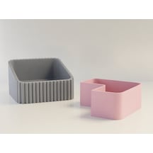 3d Baskı Fıstık Kasesi - Çift Hazneli Kabuk Ayırıcı Sunum Kasesi - Gri Pembe