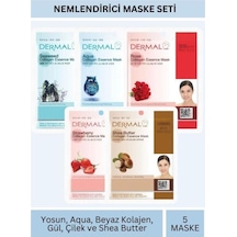 Nemlendirici Deniz Yosunu Aqua Gül Çilek Karite Yağı Özlü Maske Seti 23gr X 5adet