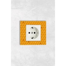 Ovivo Grano Uv Baskılı Petek Desen Beyaz Tekli Dekoratif Topraklı Piriz + Çerçeve Set