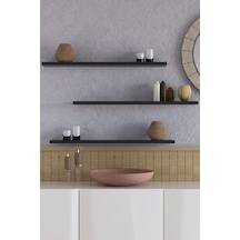 Yankı-BYEG 3lü 70 cm Mat Siyah Mdf Duvar Rafı Kitaplık