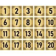 Metal Kapı Masa Dolap Numara Levhası 7x7cm Altın Renk 20 Adet (1…20)