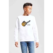 Tshirthane 1959 Les Paul Standard Baskılı Unisex Çocuk Beyaz Sweat Beyaz