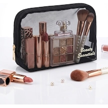 Xmlbayiciniz Beauty Essentials Şeffaf File Makyaj Çantası - Siyah Transparan Kozmetik Düzenleyici Ve Seyahat Tipi Makyaj Organize Çok Renkli