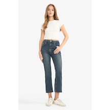 Defacto Crop Flare Fit Düşük Bel Bilek Boy Jean Yıkamalı Pantolon G2217ax25wnnm34 Mavi