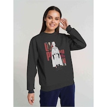 Anime One Punch Man Baskılı Füme Antrasit Kadın Sweatshirt (528388244)