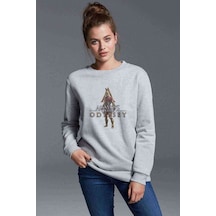 Assasin Baskılı Gri Kadın Sweatshirt (528298092)