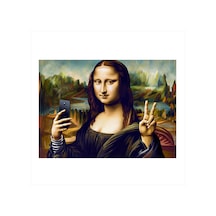 Mona Lisa Selfie Çekiyor Hediyelik Mdf Tablo