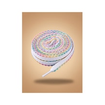 Last İcon Beyaz Gökkuşağı Renkli Kenar Detaylı Ayakkabı Bağcığı 120 Cm Çok Renkli