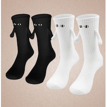 Carnaval Socks 2'li El Ele Tutuşan Siyah Beyaz Sevgili Çorabı Siyah Beyaz