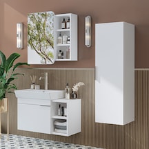 Likya Kapaklı Açık Raflı Mdflam Lavabolu 82 Cm Banyo Dolabı Beyaz
