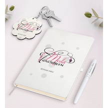 Kişiye Özel Moda Tasarımcısı Beyaz Defter Kalem Ve Anahtarlık Hed N11.1956