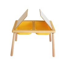 Woodnjoy Wood & Joy Doğal Ahşap Duyusal Çocuk Aktivite Masası Oyun Masası Ve Çocuk Çalışma Masası Sarı