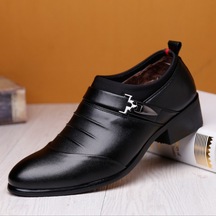 Ikkb Sonbahar Moda Rahat Nefes Alabilen Erkek Klasik Ayakkabılar Siyah Artı Kadife