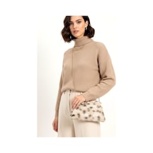 Genel Bej Suni Kürk Zincirli El Ve Omuz Clutch Portföy Çanta