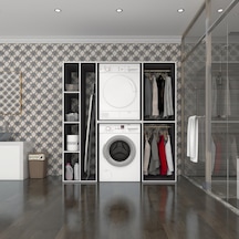 Kenzlife Çamaşır-Kurutma Makinesi Dolabı Ve Giysi Dolabı Cevheri Sol Gri 180 170 60 Banyo Çok Renkli