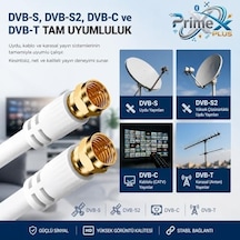 Plus Px-tv1 1 Metre Rg6 Full Hd Tv Uydu Kablosu, Altın Uç Anten Kablosu, Dvb-t, Dvb-c, Dvb-s, Dvb-s2 Beyaz