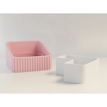 Bezos 3d Baskı Fıstık Kasesi - Çift Hazneli Kabuk Ayırıcı Sunum Kasesi - Pembe Beyaz Dmc Pembe - Beyaz