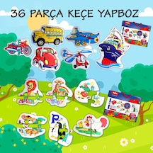 12 Set 36 Parça Tox Hayvanlar Ve Ulaşım Araçları 2+ Keçe Yapboz
