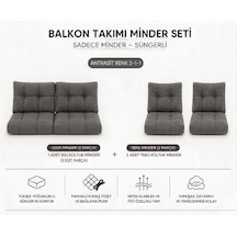 2-1-1 Fermuarlı Balkon Minderi-leke Tutmaz - İçidolu Minder Antrasit