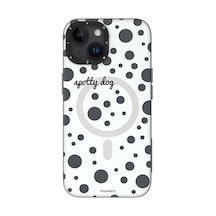 iPhone 13 Uyumlu Kılıf Magsafe Şarj Özellikli Polka Dot Desenli Youngkit Spots Serisi Kapak Pembe
