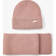 Koton Atkı Bere Seti Triko Etiket Detaylı 2'li Pembe 4wkg50016aa 4WKG50016AA909 Pembe