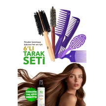 Saç Fırçası Ve Tarak Seti + Keratin Saç Sütü Hediye Saç Fırçası Ve Tarak Seti