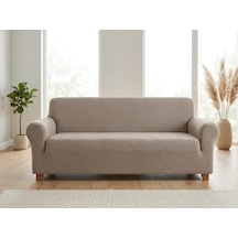 Bohem Likralı Koltuk Örtüsü Takımı 3+3+1+1 Yumuşak Dokulu Esnek Modern Desenli Koltuk Kılıfı Kakao