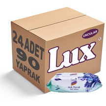 Lux Islak Havlu Mendil 90 Yaprak Lavanta (24 Lü Set) Plastik Kapa