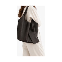 Levano Leather Hakiki Deri Kadın Omuz Çantası Geniş İç Hacimli Büyük Günlük Tote Çanta Kahverengi