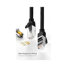 Cat6 Saf Bakır Metal Konnektör Ethernet Kablosu Siyah 2 Metre