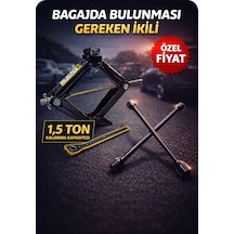 Araç Kriko Ve Bijon Anahtarı Seti Bagaj İçin Zorunlu İkili Oto Lastik Değiştirme Krikosu