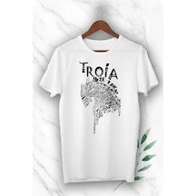 Tarzsokak Unısex Beyaz Mitoloji Truva Atı Baskılı T-shirt