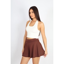 Soft&Basic Boyundan Bağlamalı Bordo Bluz Ekru